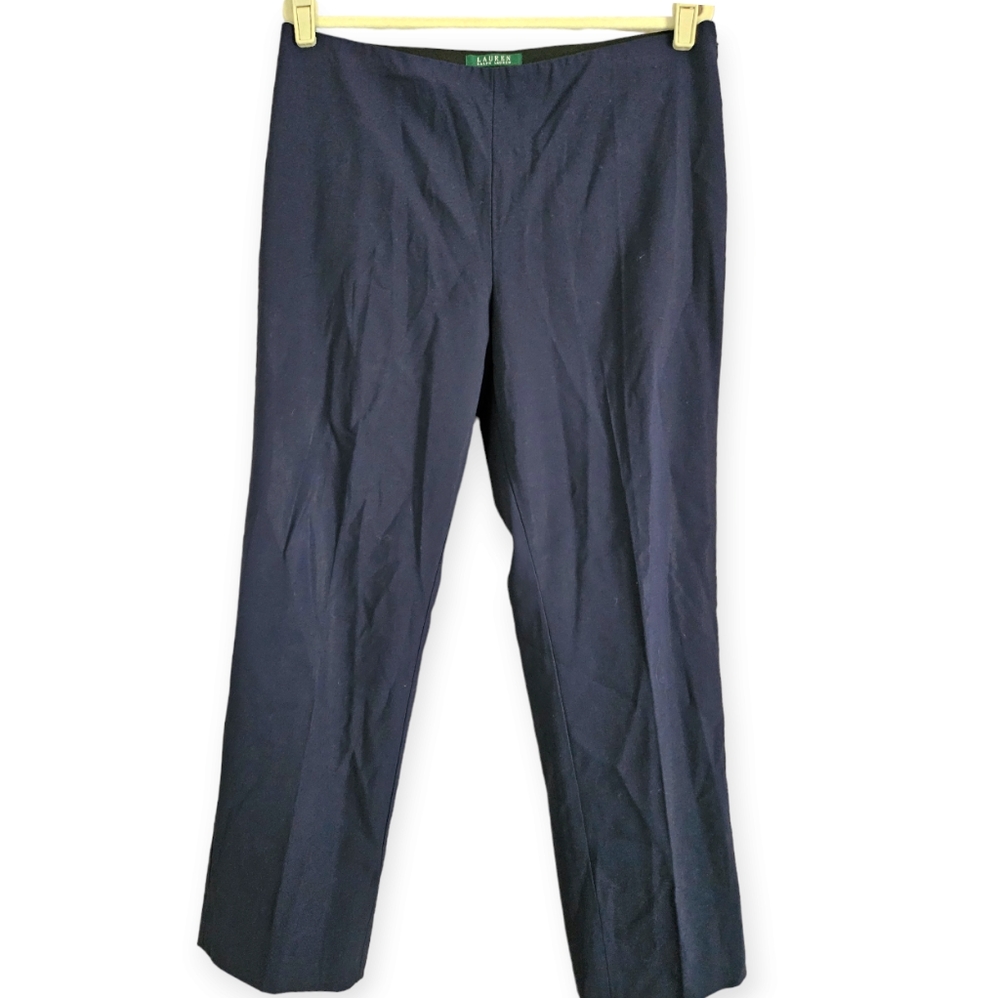 Ralph Lauren dark navy blue wool trousers pants Womens 14 - Picture 4 of 5